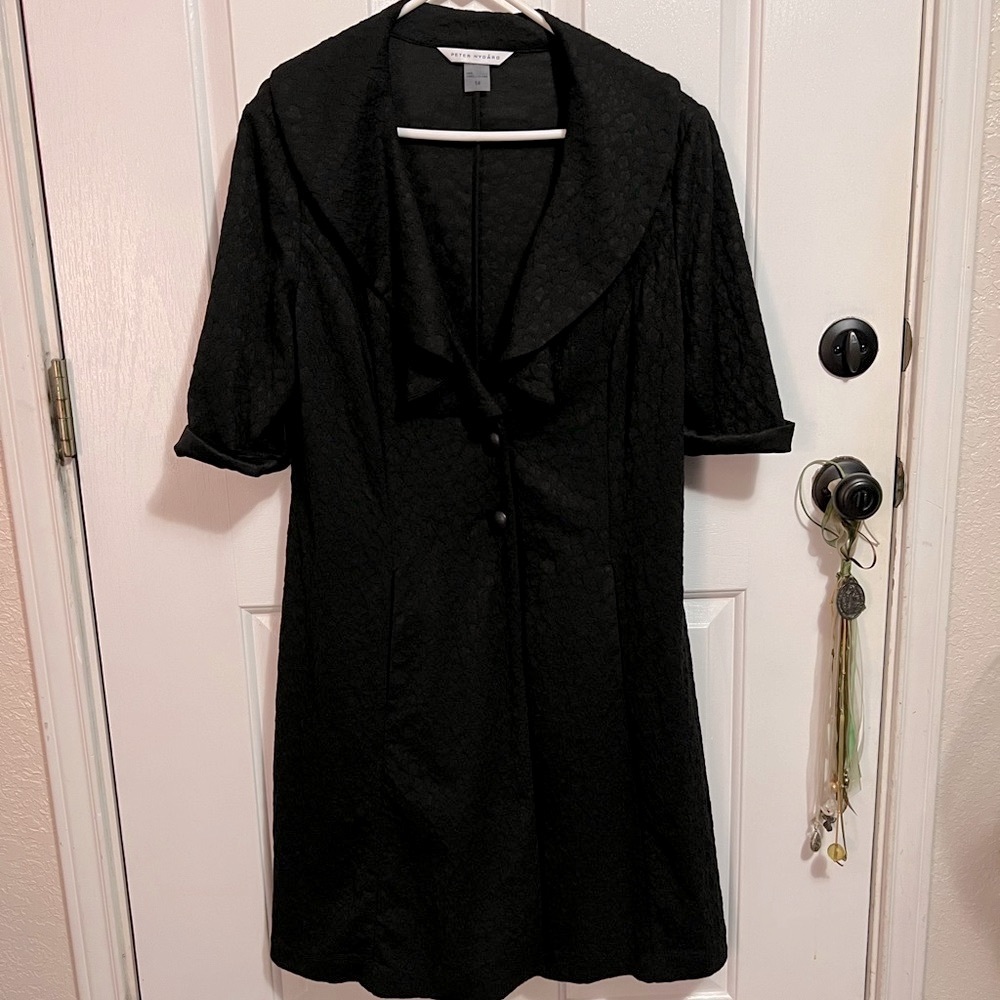 Peter Nygard Black 3/4 Length Jacket, Size 14, stretchy fabric